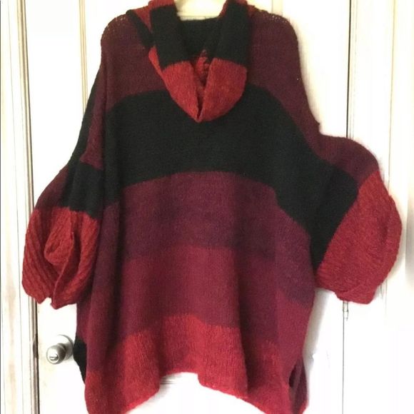 Free People Poncho Meet Me In Plaid Hooded Alpaca - Picture 3 of 4
